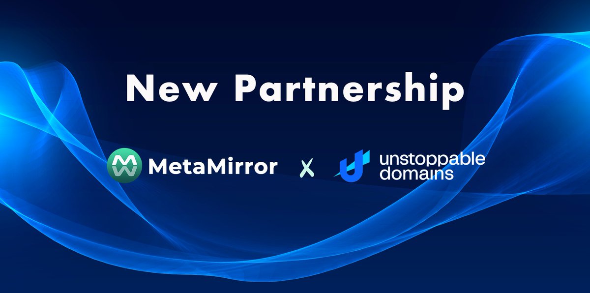 Auth3MetaMirror's tweet photo. 🔥BREAKING: We are now partnering with @unstoppableweb, the #1 provider of Web3 domains.

We are thrilled to integrate with #Unstoppable Domains to create a bridge into web3 world and help you own your assets with the web3 identity.

More in🧵
#Partnership #MetaMirror #MBuddy https://t.co/4NFr4fAoG8