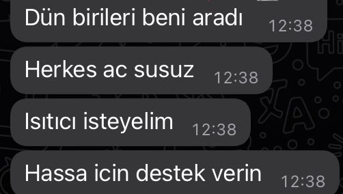adionaylanmamis's tweet photo. HATAYDAKİ ARKADAŞIM ŞİMDİ YAZDI  KENDİSİNİ ARAYIP HASSA İÇİN YARDIM İSTİYORLARMIŞ YİYECEK GİYECEK ISITICI BATTANİYE ÇADIR BEBEK BEZİ-MAMASI NE ULAŞTIRABİLİRSEK @ahbap @DepremDairesi @BabalaTv #depremzede #AhbapDernegi #hassa #acildeprem #afadhatay https://t.co/mBsZDHOMqS