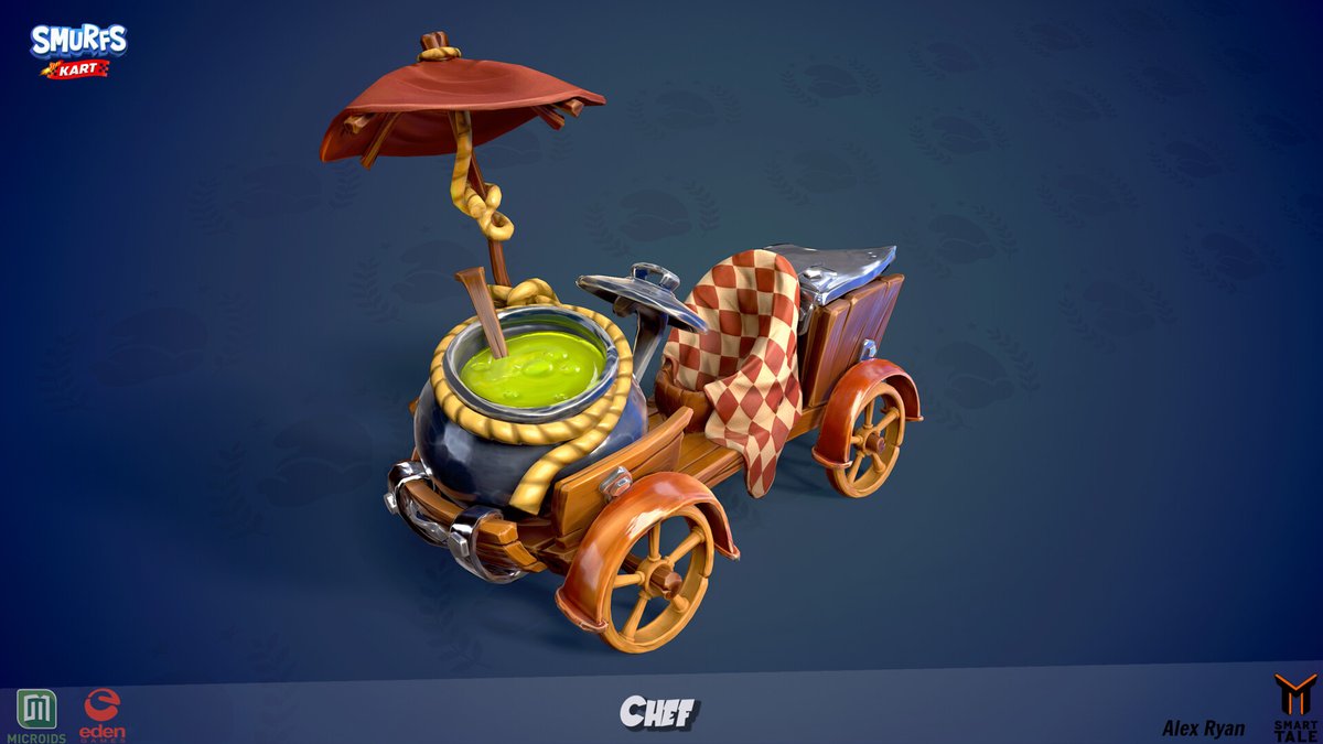 Microids_off's tweet photo. Take a closer look of Chef, Farmer &amp; Papa Smurf’s Karts 🤩!

Thanks Alex Ryan, Environment and props artist at @EdenGames for this amazing work on Smurfs Kart.

More of his work: https://t.co/PyyPbVn8iq https://t.co/4laLYnZ0fG