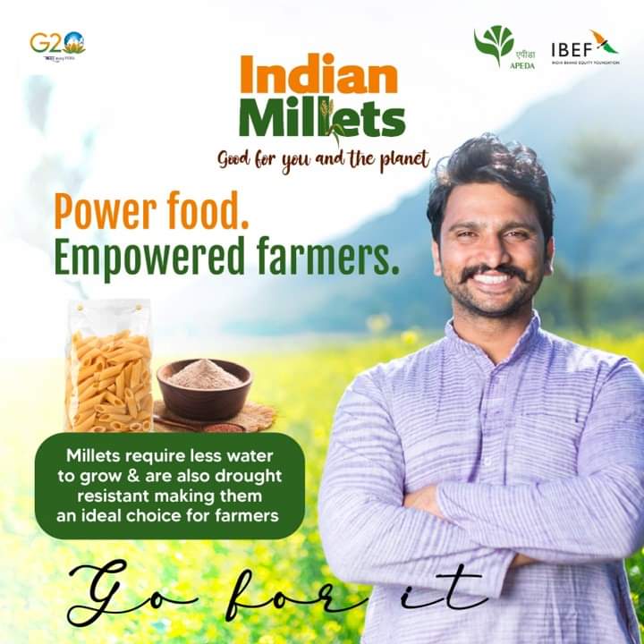 Brands_India's tweet photo. Indian Millets are ideal for sustainable farming and natural insurance for the Indian farmer!
#Indianmillets #Milletsrecipe #FoodSecurity #Magicofmillets #Milletsforlife #Loveformillets #MadeInIndia #IYM2023 #YearofMillets https://t.co/sUW0foLrLI