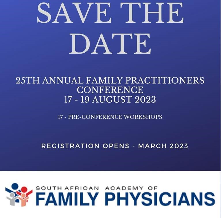 Save the Date: 17 - 19 August 2023
25th Annual Family Practitioners Conference 
Registration opens in March 2023