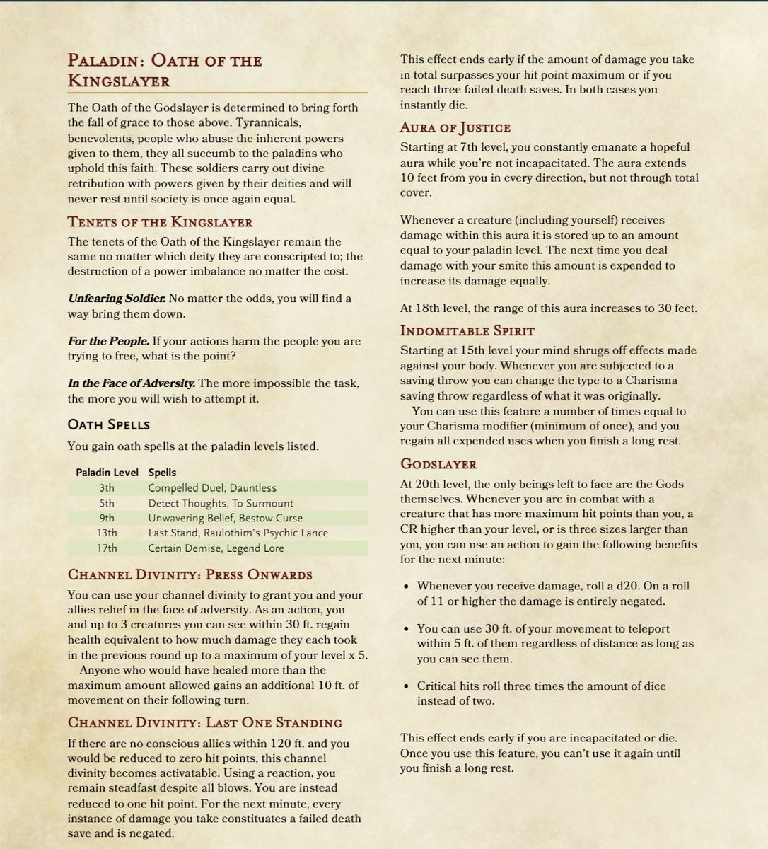 litplitty's tweet image. Kingslayer Subclass for the Paladin
