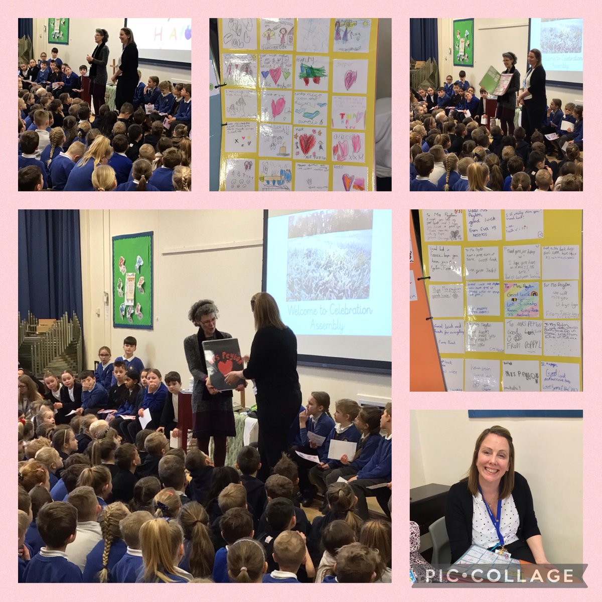 ChapelPrimary's tweet photo. We've just said our whole school 'thank you and goodbye' to Mrs Peyton who is leaving us after 23 years to start a new job supporting families across the High Peak. The card  is full of messages from all the children in school! #newbeginnings #newadventures #goodbye https://t.co/ylCCc5P6uM