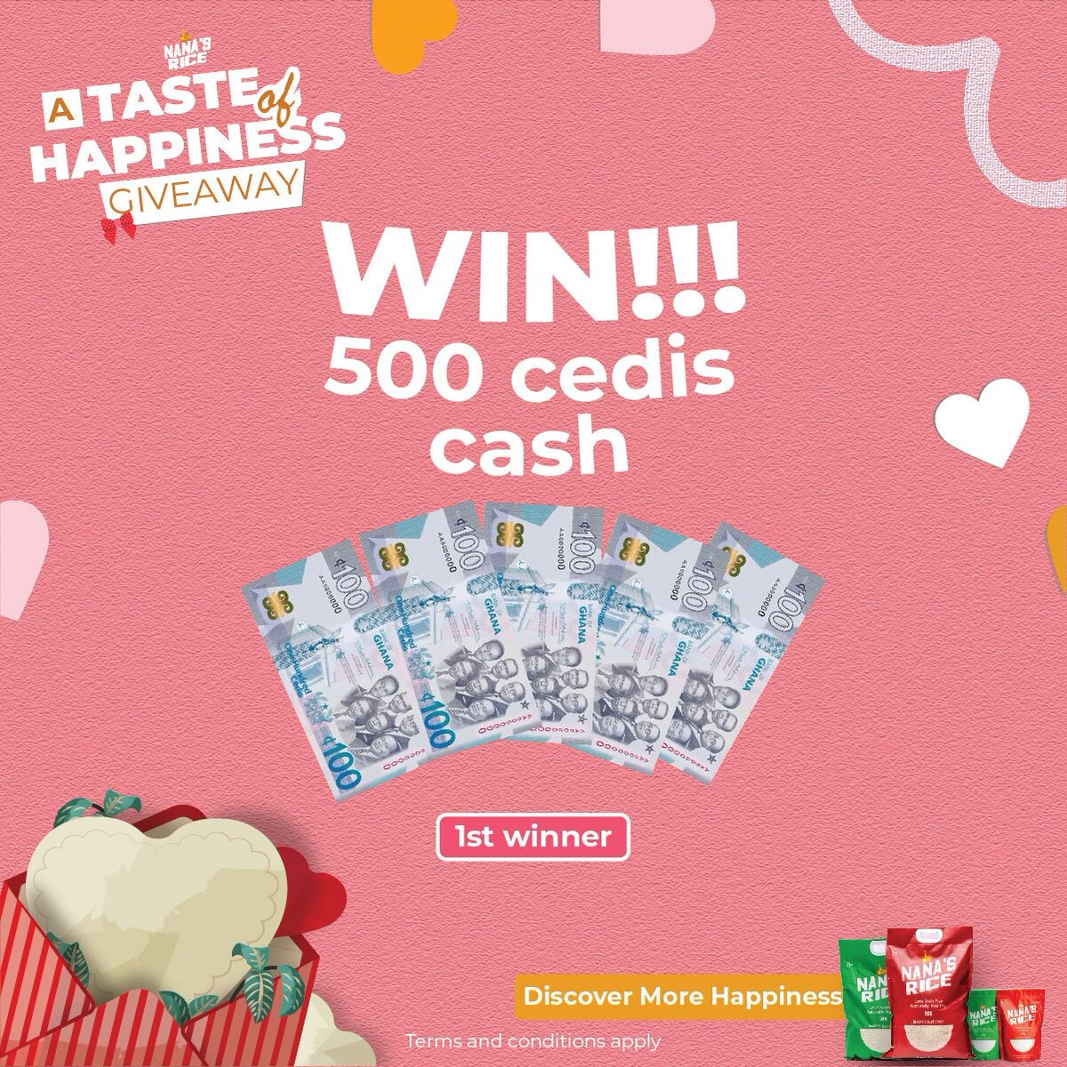 NanasRiceGH's tweet photo. Win incredible prizes this season by participating in our giveaway! To enter, simply share your best pick up line in the comments, post it on your story &amp; tag two friends. Join the #ValentinesGiveaway &amp; let's spread love together!

 #discoverhappiness #nanasrice #ghanarice https://t.co/SbCvWENLSB