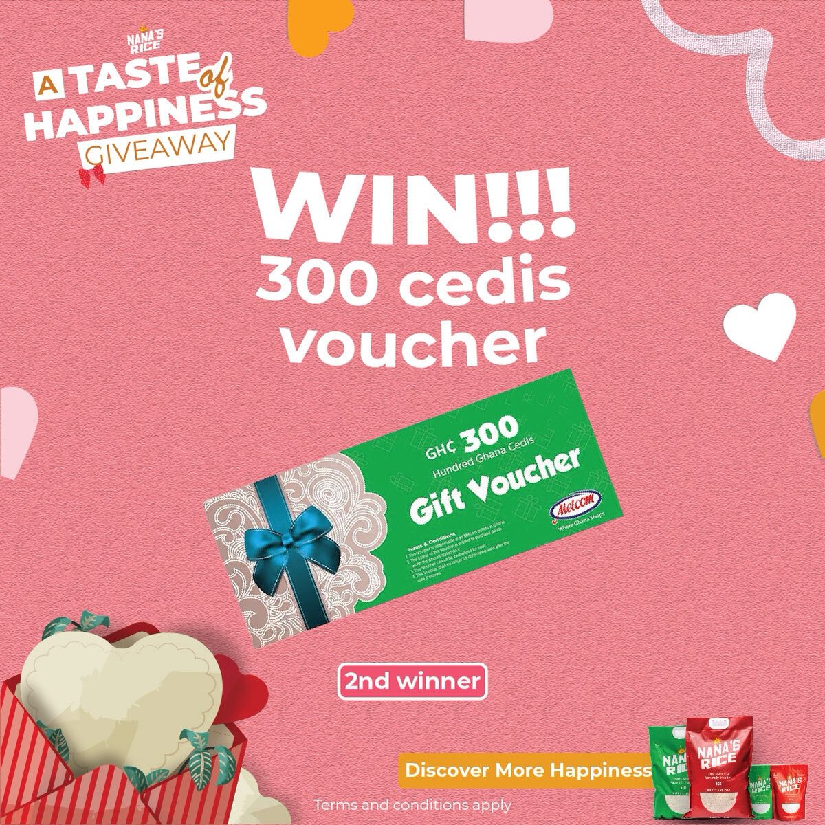 NanasRiceGH's tweet photo. Win incredible prizes this season by participating in our giveaway! To enter, simply share your best pick up line in the comments, post it on your story &amp; tag two friends. Join the #ValentinesGiveaway &amp; let's spread love together!

 #discoverhappiness #nanasrice #ghanarice https://t.co/SbCvWENLSB
