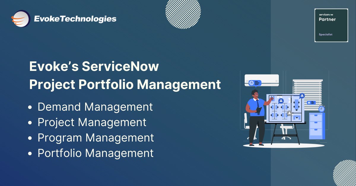EvokeUS's tweet photo. Organize projects, programs, and portfolios to meet your #business goals. Our #PPMServices help businesses build value, embrace unpredictability with flexible #planning, and provide quicker portfolio solutions by scaling work https://t.co/tcPE0U18cC
#ServiceNow #evoketechnologies https://t.co/ixM0Ao1F9r