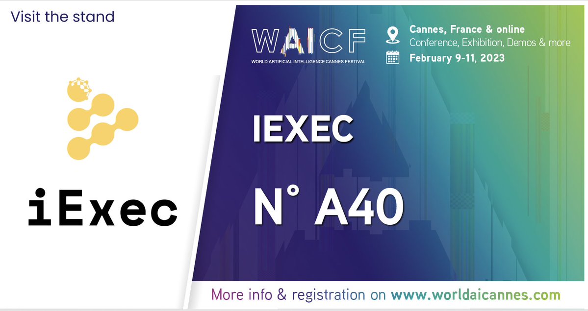 @Web_trees @WAICANNES #waicf continues today with some strong workshops! 

#IBM starts a great workshop now. don't forget to pass by by booth A40 and learn about how #iExec can help your #AI business

$RLC 🚀