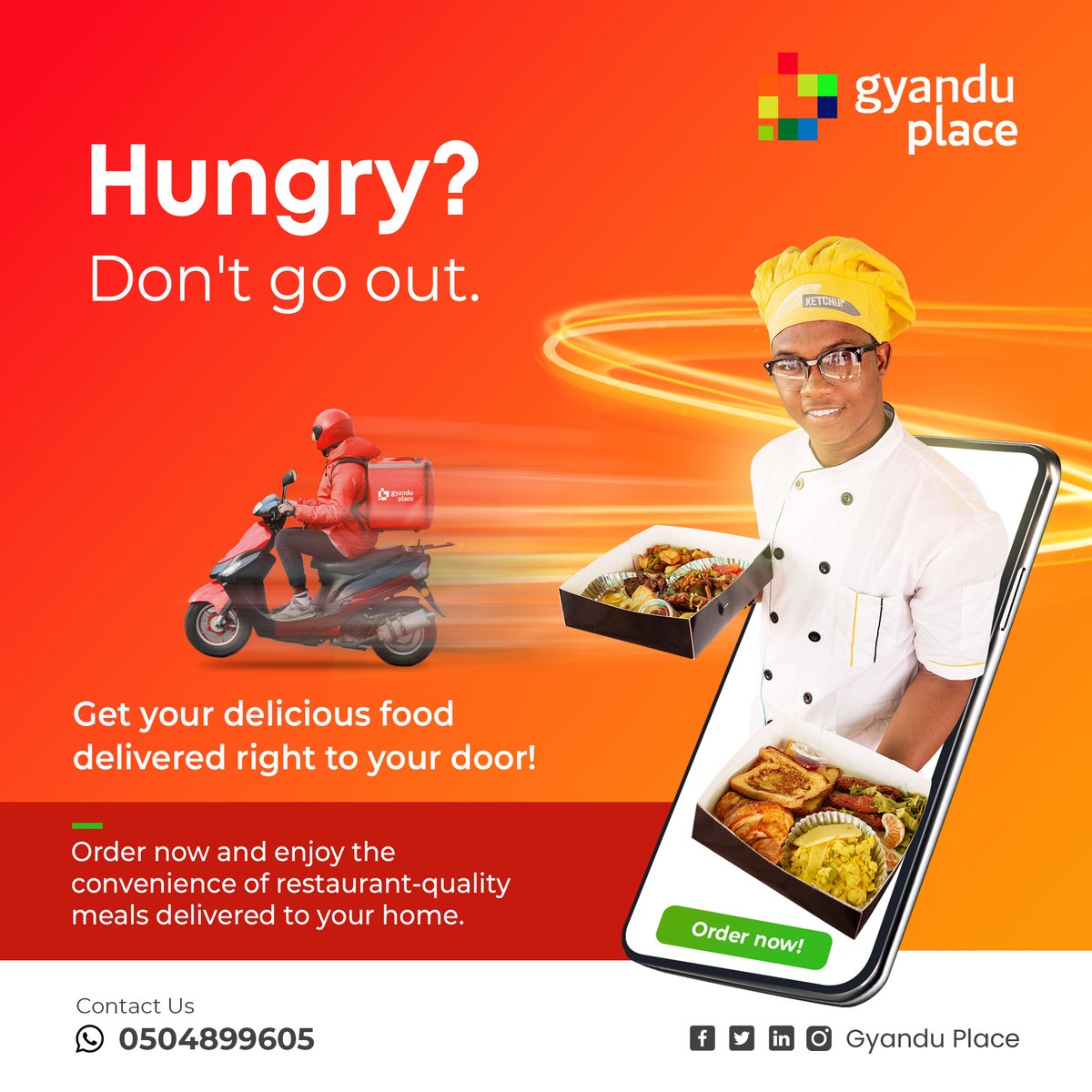 GyanduPlace's tweet photo. Hungry? Satisfy your cravings and enjoy delicious meals in the comfort of your own home. Get delicious food delivered straight to your doorstep from @GyanduPlace. Order now! #fooddelivery #restaurantdelivery #deliciousfood #RestaurantAtHome #YummyFood https://t.co/Q8jq8ATSIM