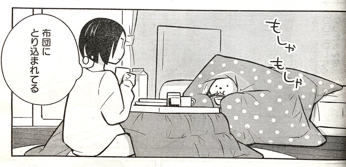 本日発売の「ヤングアニマル」にて
「OL、ラッコを飼う。」掲載中!
今回は「ふとん」
寒い時期は、暖かい布団が気持ち良すぎて起きれなかったりします。
ラッコも…新しく買った布団が大変お気に入りなようで、出てこなくなりました。
#ヤングアニマル
#OLラッコを飼う
#OLラッコ