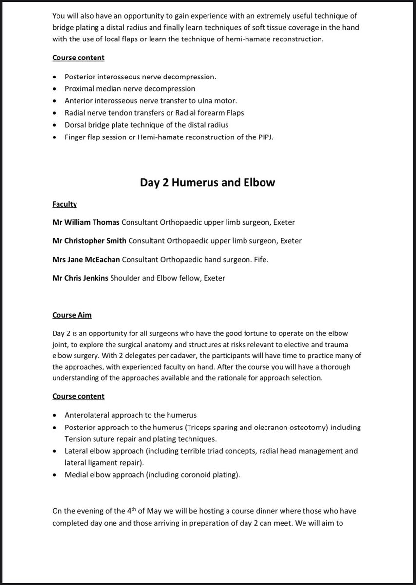 ExeterHandUnit's tweet image. It’s back! After the success of last year’s course we are hosting another. Day 1 is hand and peripheral nerve and day 2 is elbow approaches. Great faculty and great learning opportunity! First first serve so get in quick.  @shouldersurg @jmceachan @dominicpower1 @NicolaFine1