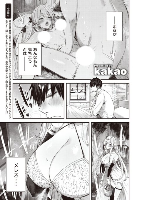 ✨本日のおすすめ✨
kakao先生
《独身ハンターの出逢いはエルフの森で♡ 第2話》
異世快楽天 Vol.18

メレスとの生活に慣れてきた頃、
彼女が厄介者という噂を聞いてしまう🌳
ついに添い遂げる決心をして…💓

🔽続きはこちら🔽
https://t.co/l8y4RFReHw

※イメージ画像と実際の修正方法は異なります 