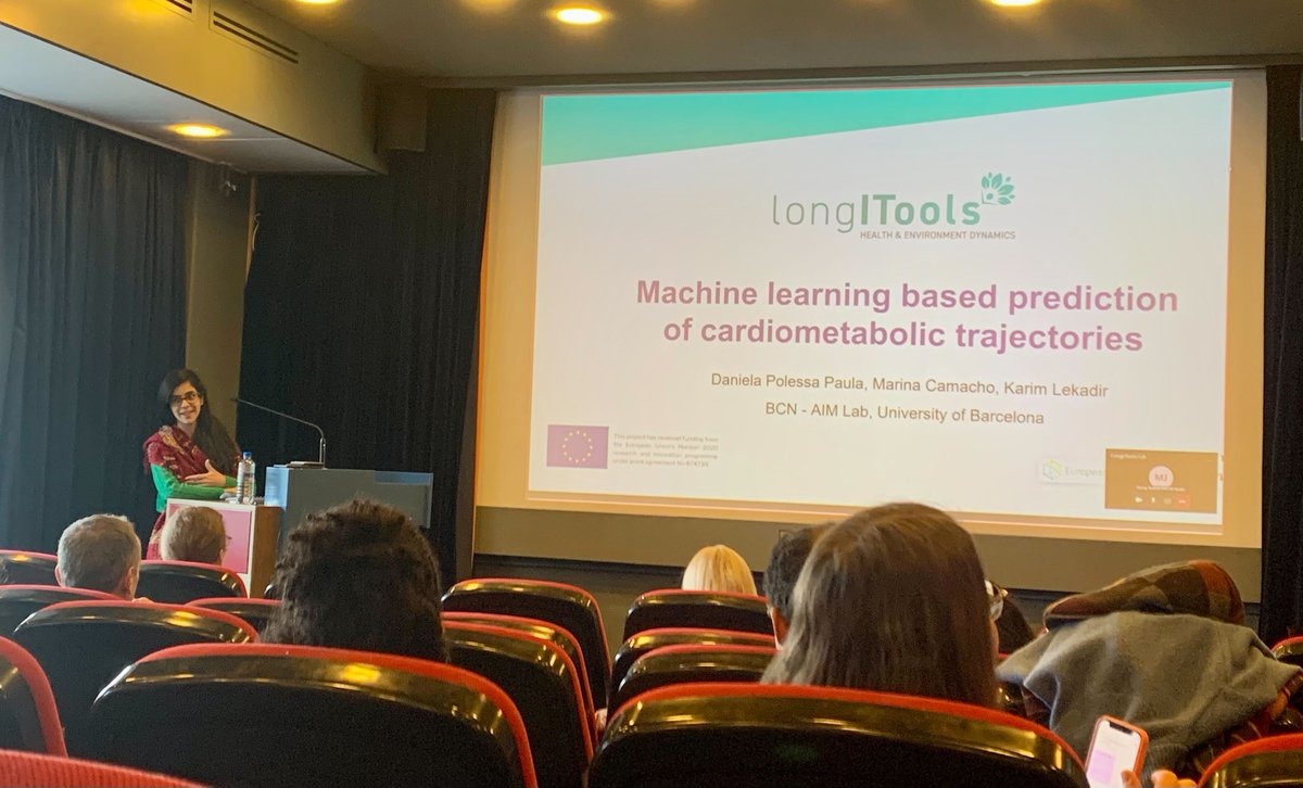 BCN_AIM's tweet photo. 📢This week, our researchers @marinacamacho__
and Daniela Paula attended the #GeneralAssembly of the @LongITools project.
🔬They presented studies on #marchinelearning predictive models for cardiovascular and cardiometabolic illnesses with data from UKBiobank and ELSABrasil. https://t.co/v9BLUhkSC1