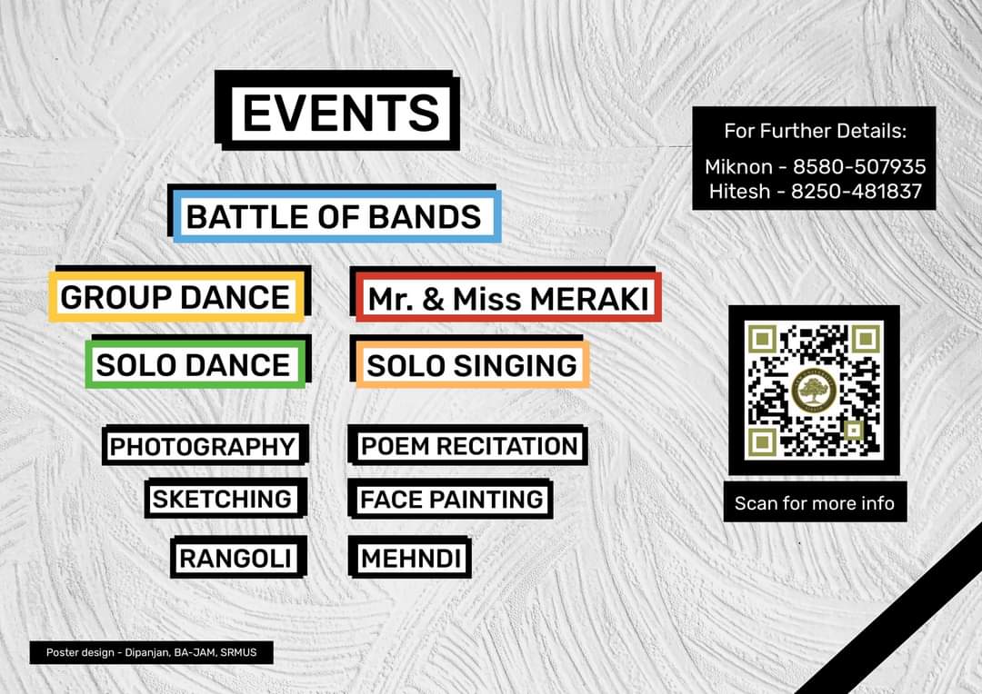 SrmSikkim's tweet image. The much-awaited annual funfest Meraki 2023 is here! Experience mind-blowing performances and showcase your talents. Join us for the celebration, guys! Meraki 2023 is in session!

- poster credits-  Dipanjan ( BA-JAM)

#meraki # meraki23 #srmus #srmuniversitysikkim  #SRM #funfest