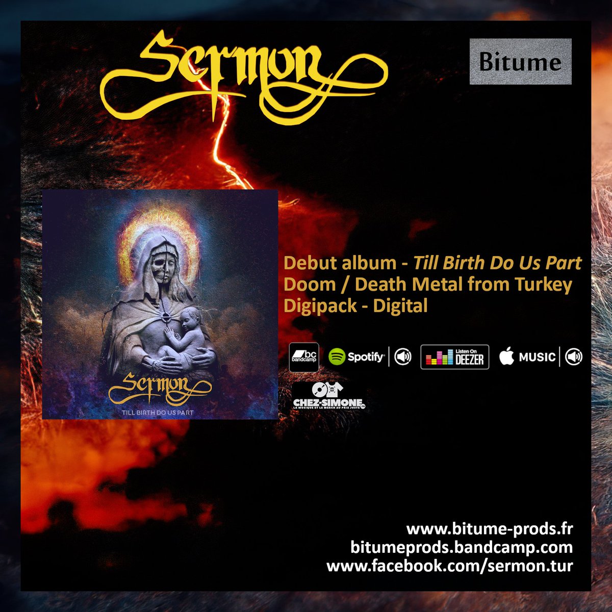 bitumeprods's tweet photo. "Till Birth Do Us Part" the debut album of the Doom / Death Metal band Sermon is now available as digipack CD as well as on bandcamp
https://t.co/wlYNHLJ2Sb
https://t.co/5lKmrailbd
#doome #detahmetal #doomdeathmetal #sermonturkey #bitumeprods https://t.co/D1qHwb5iGV