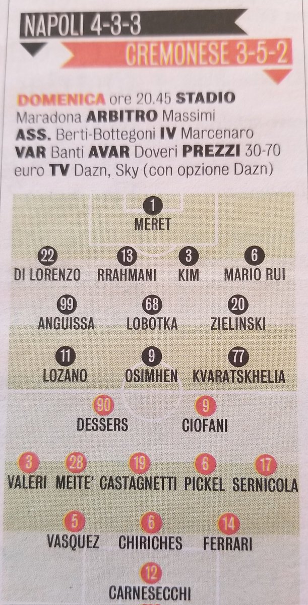 NapoliNationTV's tweet photo. GDS predicting a line-up with no changes from last match. Don't be surprised if that RW is taken by Politano or Elmas. Should Spalletti get any regulars rest in this match?
πͺππ―ππ
#ForzaNapoliSempre #NapoliCremonese #NapoliNation #MagicNumber13 #RoadToScudetto https://t.co/Dwrb5mAkF1