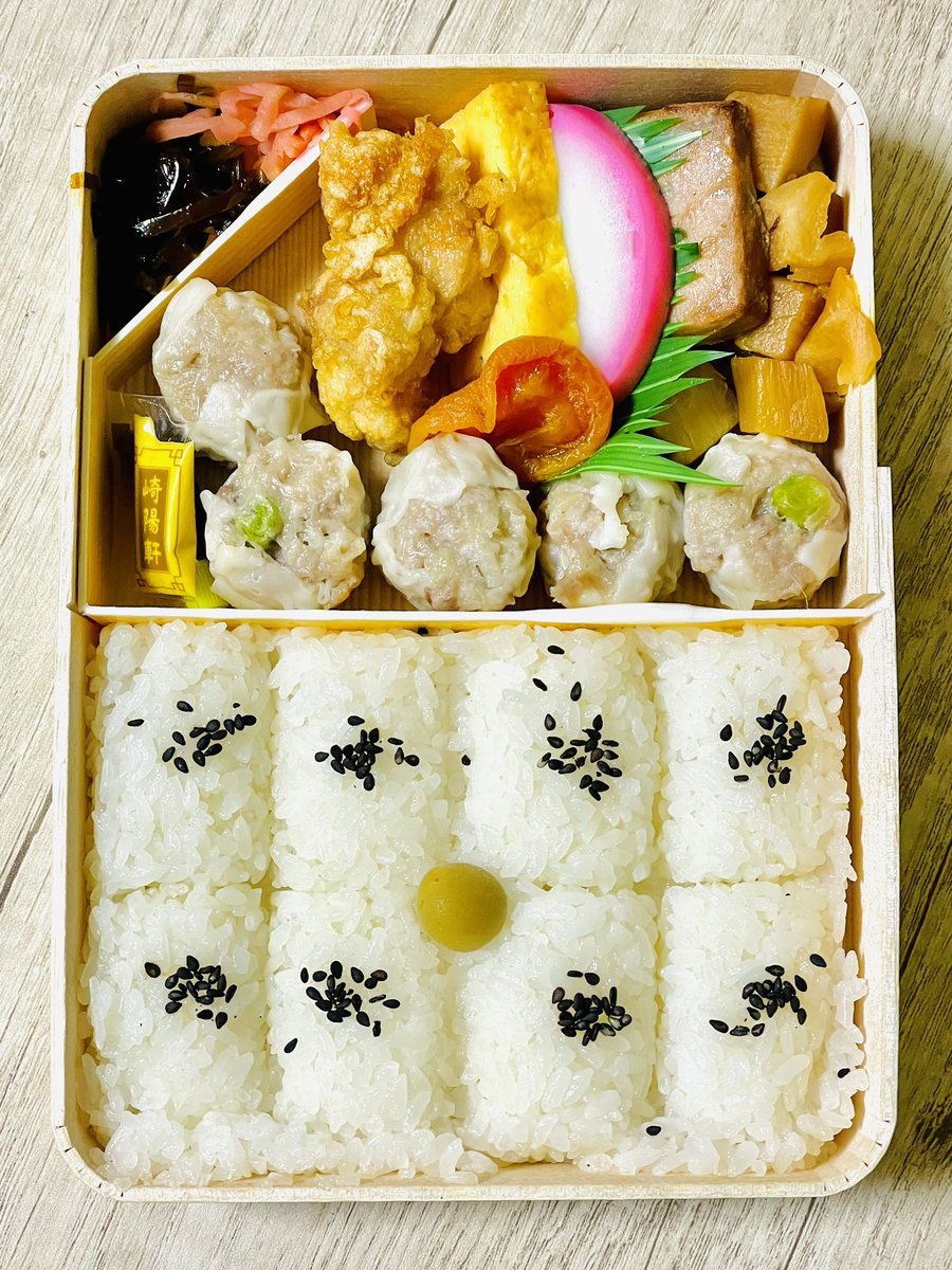 初めての崎陽軒シウマイ弁当✨ これがあの箸が折れるという俵形ご飯! そしておいしいという噂のタケノコに杏子!