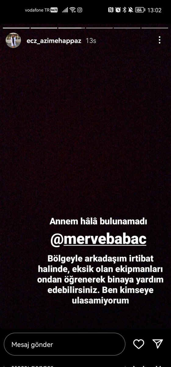 Mervekaymaazz's tweet photo. @muhendisyenn Teyitli!!!! #enkazda #AHBAP #AFADhatay https://t.co/GtcWzFX7ab