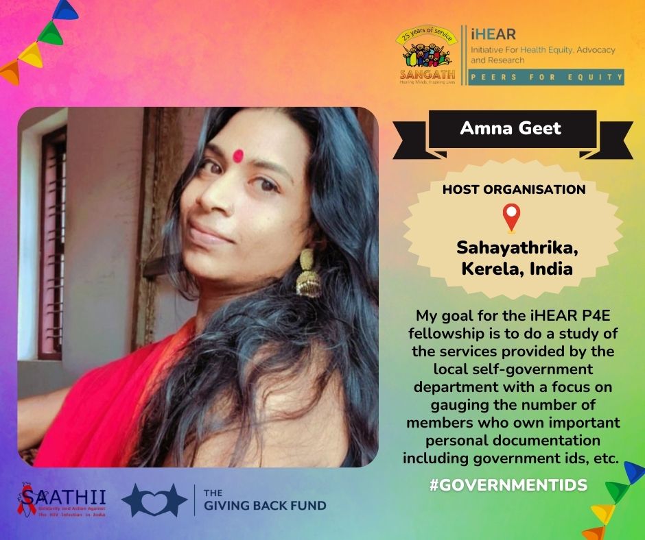 iHEAR_Sangath's tweet photo. Time to meet our next fellow in line, Amna Geet.
Amna is a 27-year-old proud trans woman, a performing artist by profession, and an enthusiastic person by nature who is always open to learning new things.
#governmentids #iHEAR #P4E #aadharcardnumber #sangath https://t.co/3NX0haTxWE
