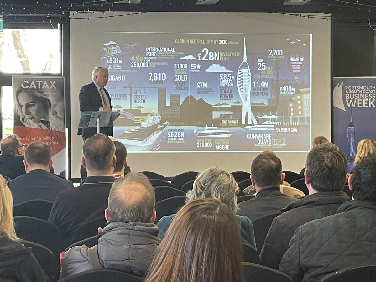 Great to hear from the Leader of <a href="/portsmouthtoday/">Portsmouth City Council</a> as our key note speaker for the Future Portsmouth event #pscbw #Portsmouth #Sustainability