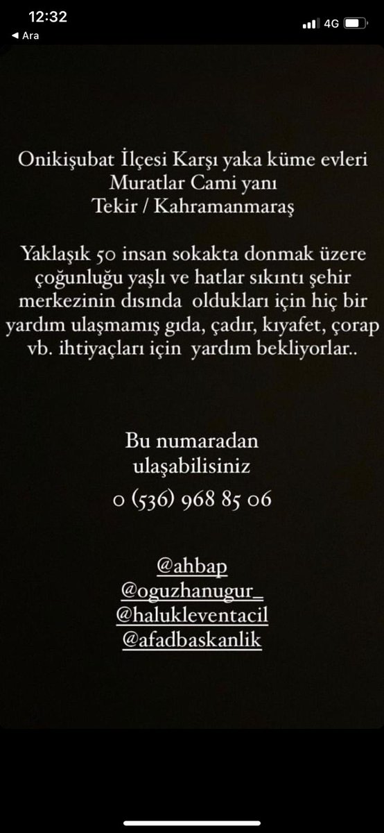 bilgi teyitlidir ayrıca kahramanmaraş şeker fabrikası civarıda aynı şekilde yardıma ihtiyaç var şeker fabrikasında  günlük binlerce kişilik yemek yapılıyor!!!
yardımcı olmak isteyenler lütfen arasınn!!!
05358236655