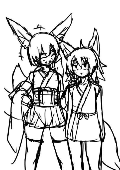 わしがおぬしを立派な妖狐に育ててやろう
的なラフ考えてみる 