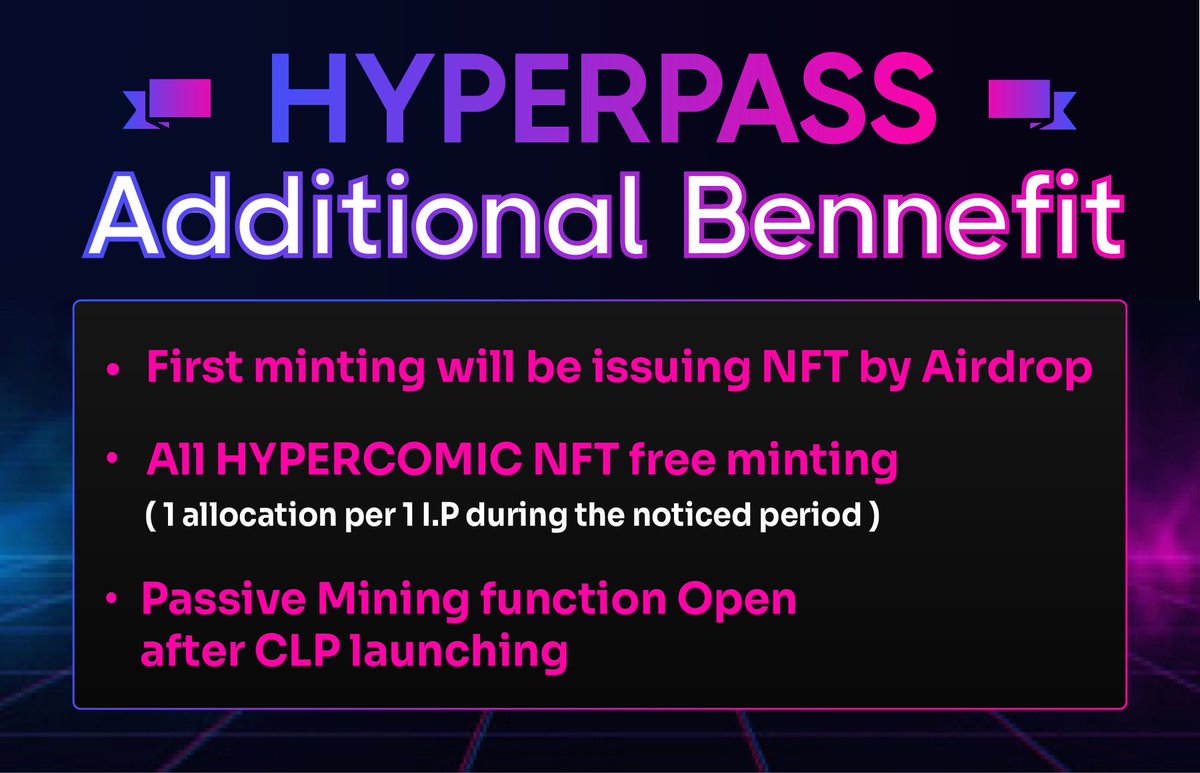 HYCO_Official's tweet photo. #HYPERCOMIC #HYPERPASS #Additional #Benefits 
Check the image for Additional Benefits🎁

❓ HYPERPASS Basic Benefits
✅ Detail : https://t.co/0xKBGvCIbs

1️⃣st #FreeMint Info
📅Mint Date : 14th Feb, 2023 5:00 (UTC +0)

#NFTs   #ecosystem  #Web3  #platform #POA #Prince_of_Arkria https://t.co/HH0Rzs8DSB