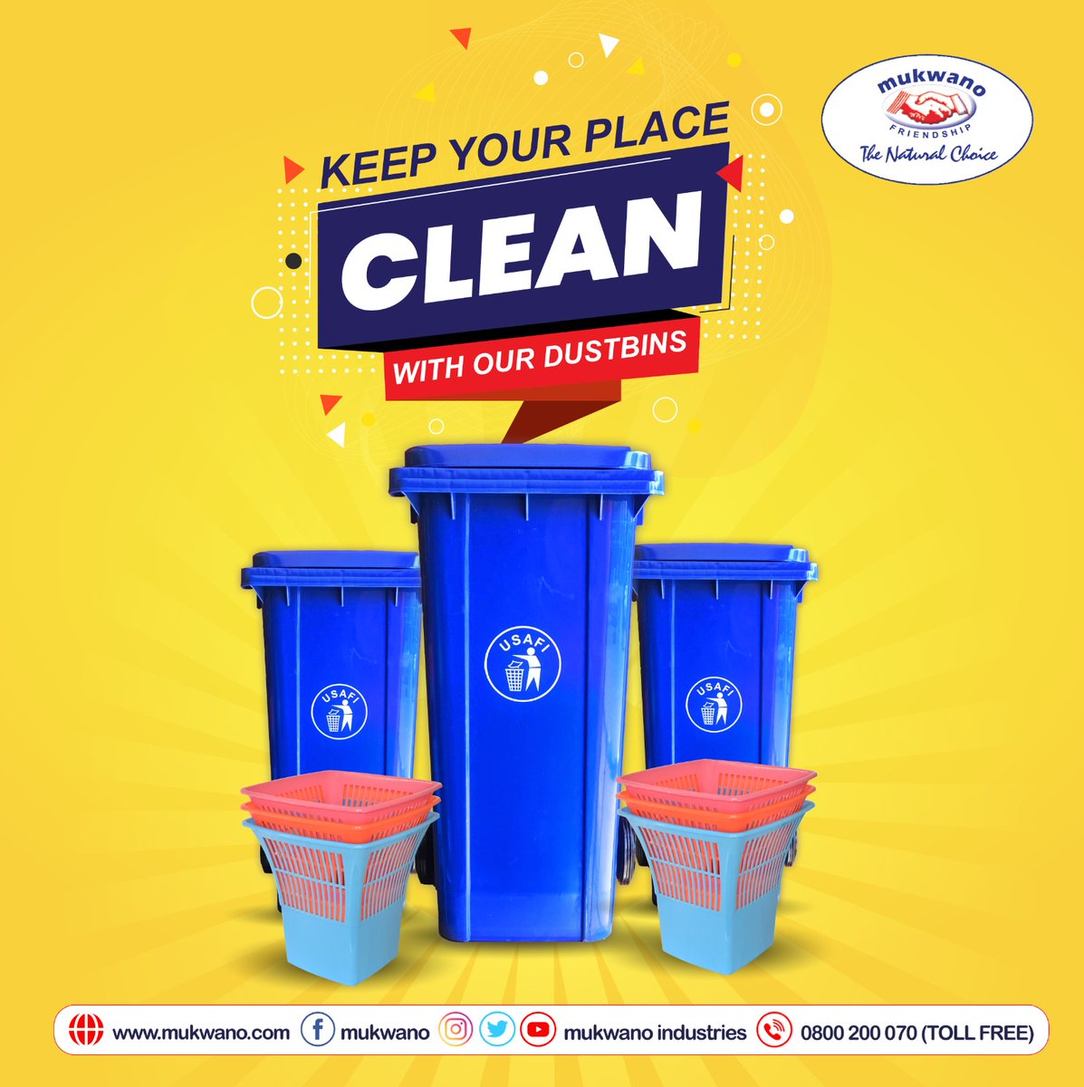 mukwano_ind's tweet photo. Ensure that the places you stay in are kept hygienic with our dustbins made for residential & industrial purposes.
Visit the Mukwano factory outlet (Old UMA conference centre) - Jinja road. Call our outlet service line: +256393241822
#mukwano #dustbins #residentialuse #homecare https://t.co/7FICo0Iw5y