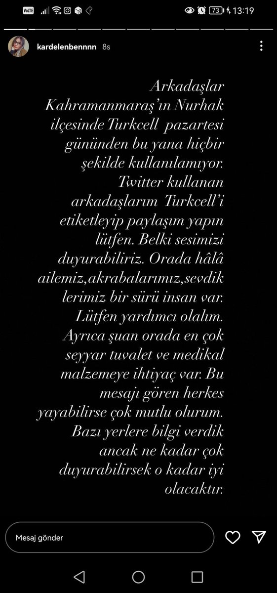 YanarAliye's tweet photo. @Turkcell #nurhaktanhaberalınamıyor https://t.co/L7n0BpLapn