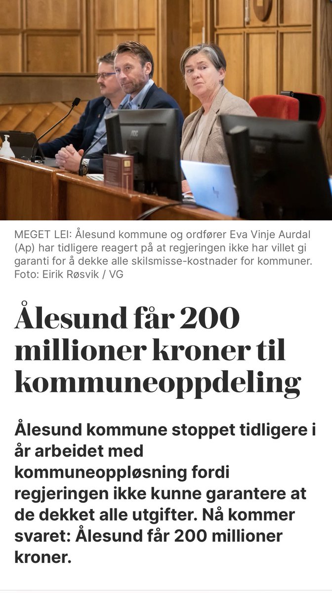 Jeg skal ikke mene noe om kommunesammenslåing og -oppløsning, men jeg legger jo merke til at begge disse to nyhetssakene her har kommet denne uka… Jeg gjør jo det.