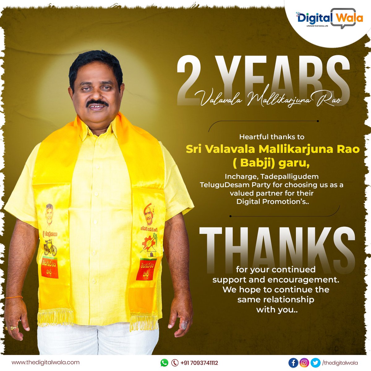 EchoRiseDigital's tweet photo. Thanks for your continued support and encouragement. We hope to continue the same relationship with you..
@ValavalaBabji
#2YearsOfJourney #ValavalaBabji https://t.co/BQeISPznn1