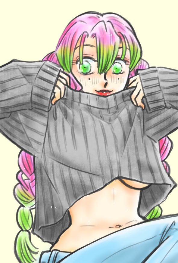 まみさんがTwitterに投稿した甘露寺蜜璃(鬼滅の刃)のイラスト。