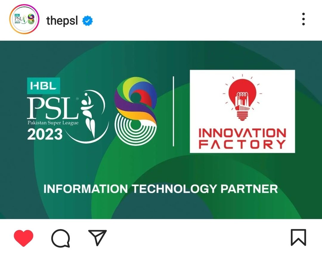 Innovative Factory is the Information Technology Partner of PSL 2023.

Amazing news for the entire community of Innovative Factory, BFICOIN & B Love Newwork.

#innovationfactory #PSL2023 #crypto #bficnetwork #bficoin #bfic #blovetoken #blovenetwork #blockchain #cricket #sport
