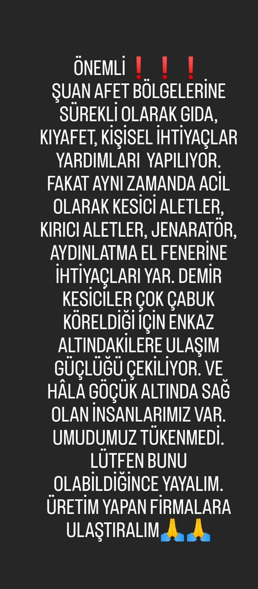 ÖNEMLİ❗❗❗👇👇👇
LÜTFEN PAYLAŞALIM...
#DEPREMYARDIM
#kahramanmarasdepremi
#adiyamandeprem
#hatay
#gaziantepdeprem
#kilisdeprem
#malatya
#Diyarbakirdeprem
#adana
#OsmaniyeDeprem
#sanlıurfadeprem
#hatayantakya
#AhbapDernegi
#HalukLevent