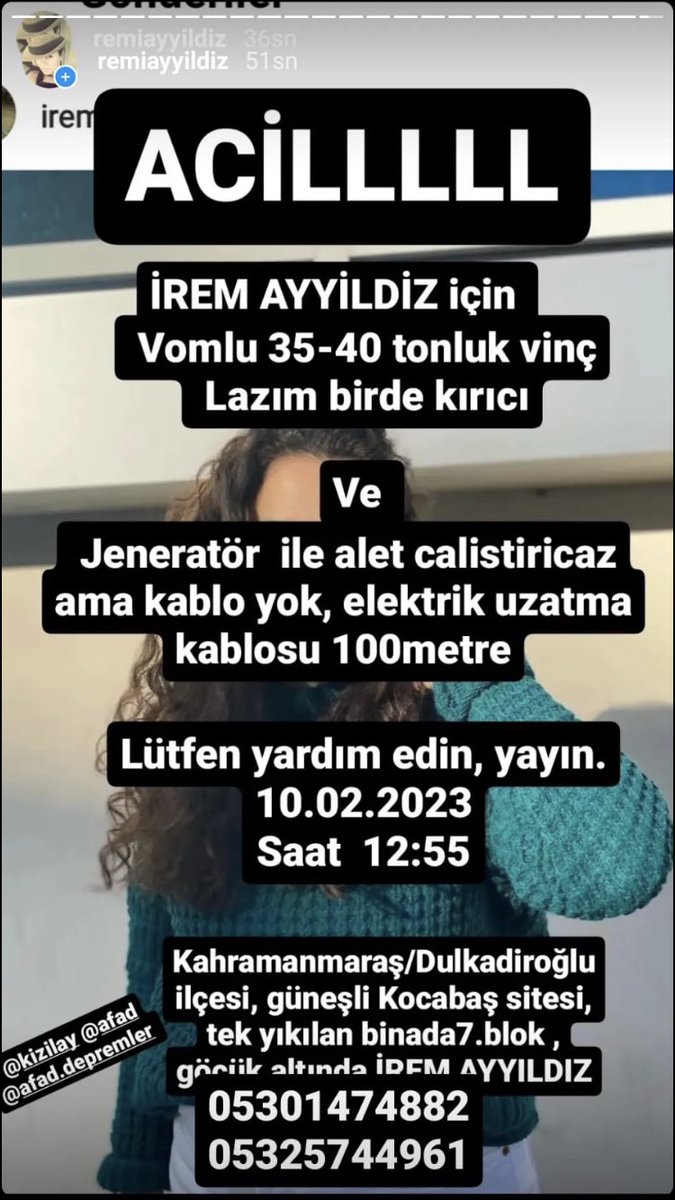 slaumutyldz1's tweet photo. Hadi arkadaşlar yardım edin #iremayyıldız #DULKADİROĞLU #MARAS https://t.co/kCy4LJXHMb