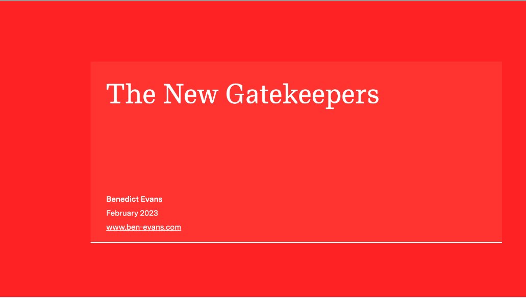 Just too late for todays Fix, the new presentation from <a href="/benedictevans/">Benedict Evans</a> is essential reading
ben-evans.com/presentations