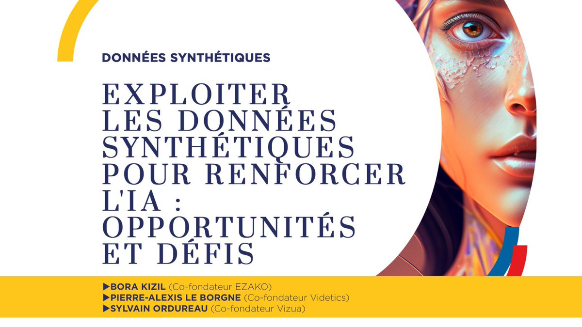 Maison_IA's tweet image. [#WAICF06 #IATALKS 🎙️] by « Côte d’Azur France » Terre d’IA !

👩‍💻EXPLOITER LES DONNÉES SYNTHÉTIQUES POUR RENFORCER L&apos;IA avec⬇️
✔️BORA KIZIL @BigDataEzako 
✔️PIERRE-ALEXIS LE BORGNE @videtics 
✔️SYLVAIN ORDUREAU #vizua

🔴 Live sur notre chaîne YouTube : youtu.be/_eDvvU_D4u4