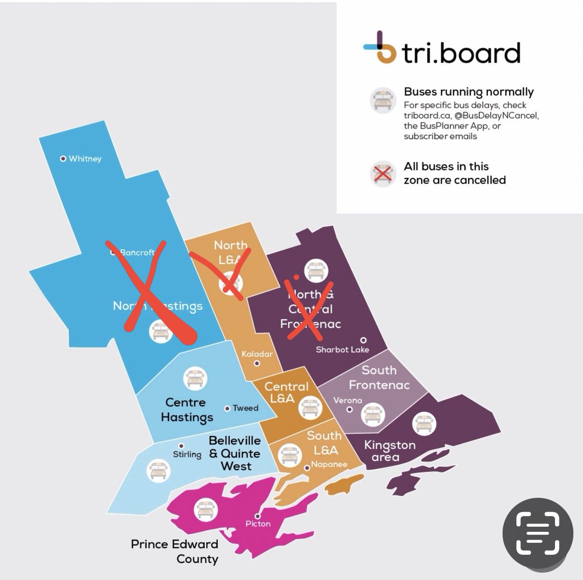 February 10,2023 Buses are cancelled today in our 3 northern zones due to road icy conditions. See <a href="/BusDelayNCancel/">Tri-Board</a> for detailed list