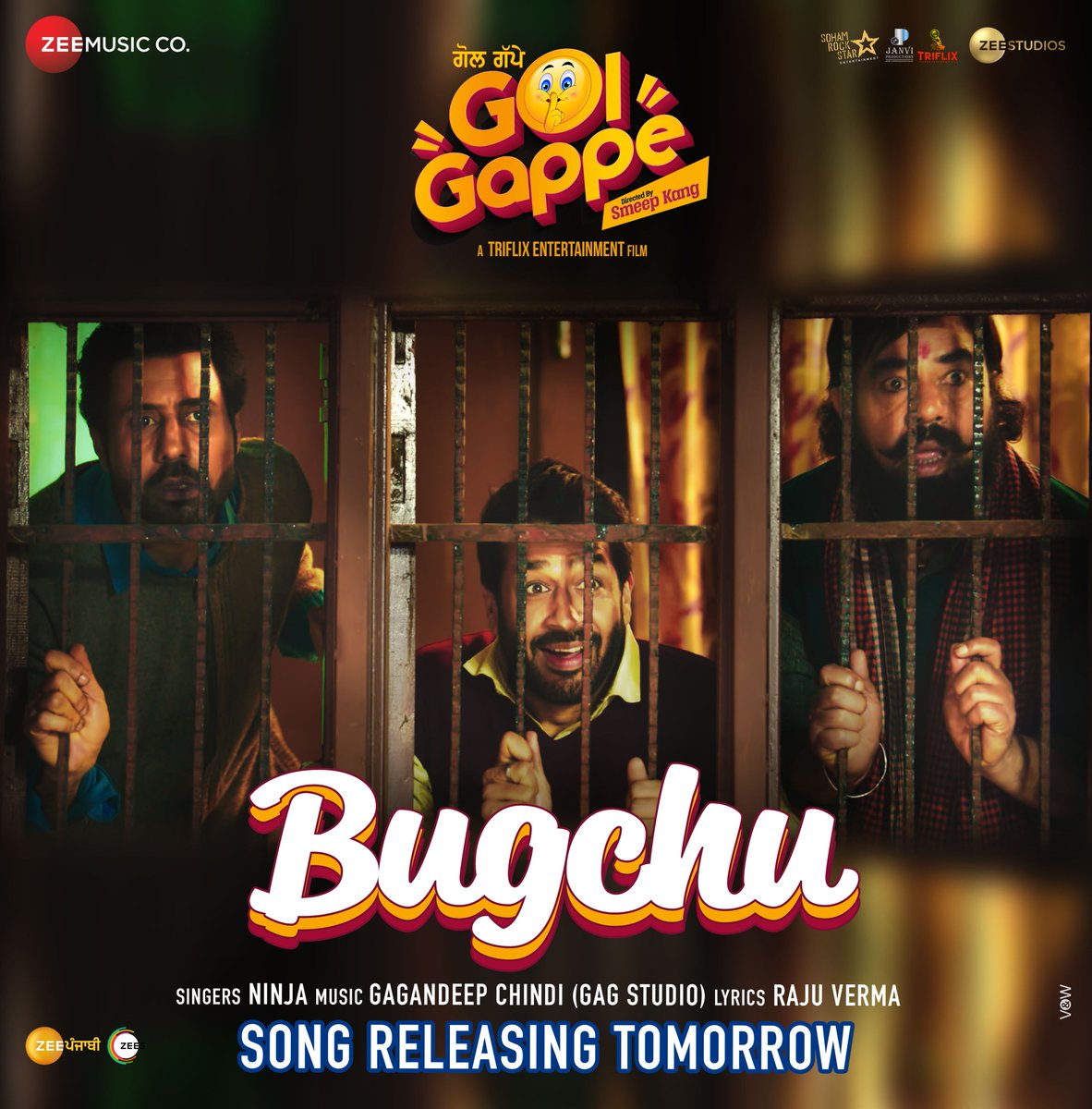 BollywoodH's tweet image. #Bugchu Song Out Tomorrow 

@ZeeMusicCompany #GolGappe @zeestudios_ #BinnuDhillon #RajatBedi #BNSharma @navneetdhillon #SmeepKang @ihanaofficial #DilawarSidhu @ininja_singer #GagStudios #RajuVerma #VikassAgrawal #TriflixEntertainmentLLP @sohamrockstrent #JanviProductions
