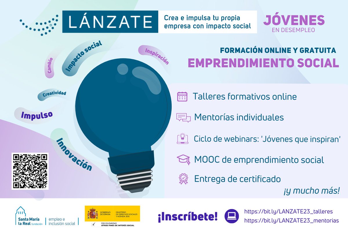 AreaEmpleoFSMLR's tweet photo. 💻📢#ATENCIÓN🌀¡Las nuevas actividades de #LÁNZATE están a punto de comenzar!🌀Si tienes entre 16 y 35 años y te interesa el #emprendimiento con enfoque social ¡toma nota!🔜👇 https://t.co/0ee619inEs