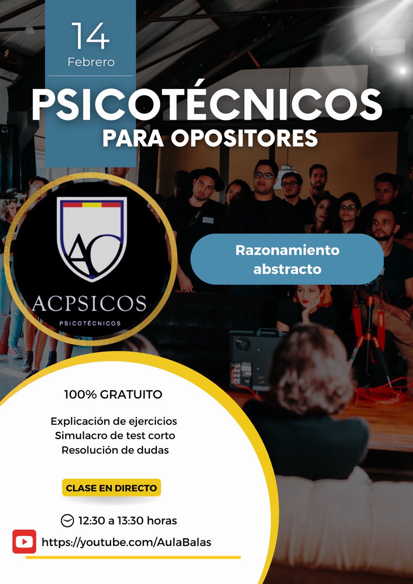 ACpsicos's tweet photo. 🚨martes 14 de febrero🚨

Quinta clase gratuita en directo por YouTube https://t.co/WN7ygY5OnF