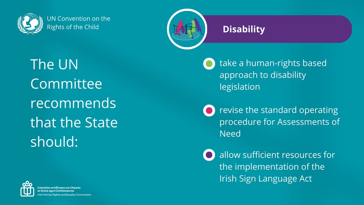 _IHREC's tweet photo. The #UNCRC Committee made several recommendations on disability, including taking a human rights based approach to legislation. We have long been calling for a dedicated Joint Oireachtas Committee on Human Rights to review all legislation through a human rights lens. https://t.co/gISTJAYiPD