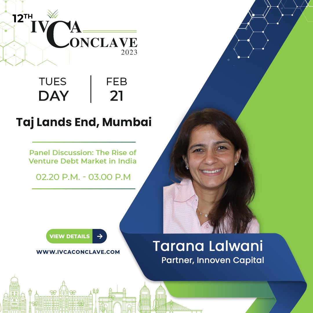 @IndianVCA is glad to welcome @TaranaLalwani, Partner, @InnoVenCap_IN as a speaker at the IVCA Conclave 2023, India's most impactful PE-VC event of the year. #alternativeinvestments #venturecapital #privateequity #IVCAConclave #IVCAConclave2023