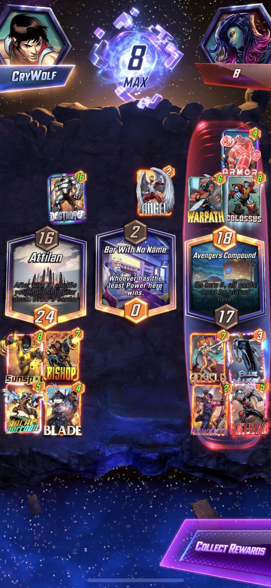 Tabletop2Go's tweet image. Angel can screw over your Destroyer #MarvelSnap #BarWithNoName