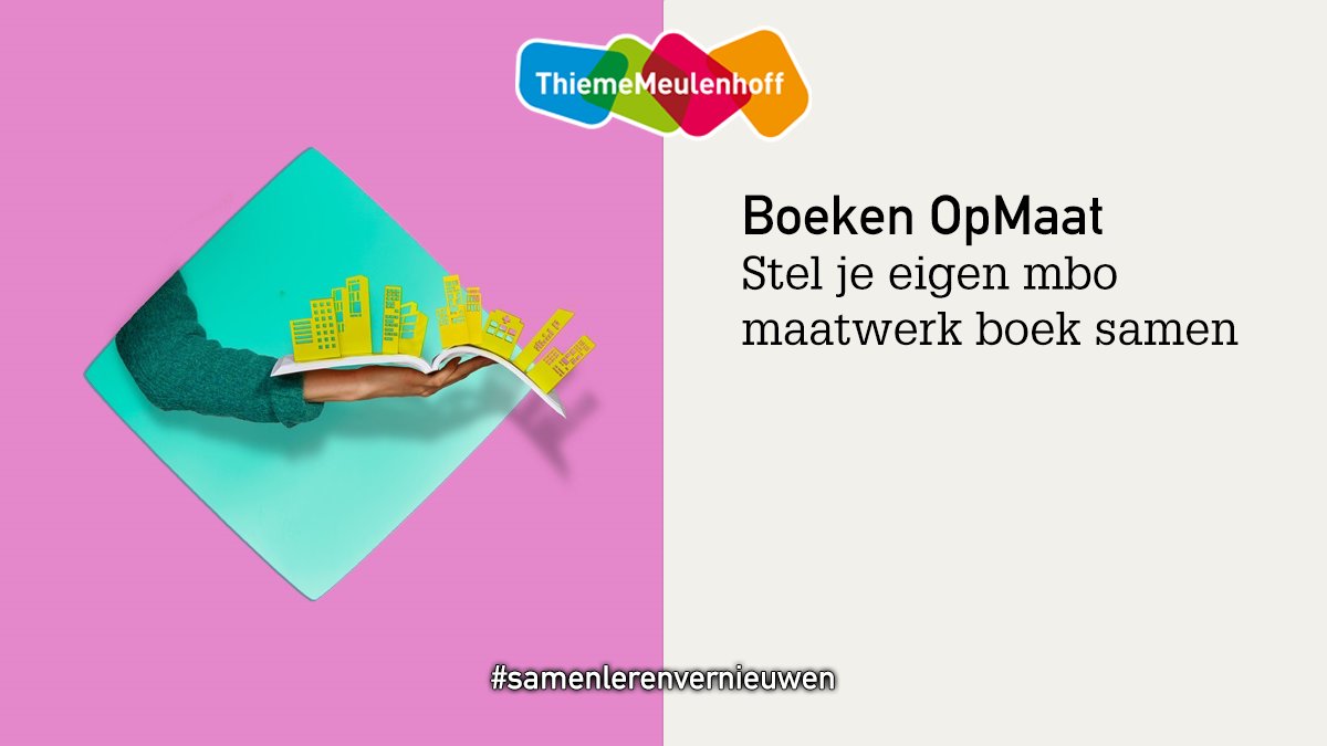 Met Boeken OpMaat kun je de door jou gekozen modules, in de volgorde die jij wilt, bundelen in een boek. Jouw ‘Boek OpMaat’ krijgt een gepersonaliseerd omslag met eigen logo. Zo kun je onze mbo-methodes flexibel en op maat aanbieden. 

Meer weten? 👉 bit.ly/boeken-opmaat