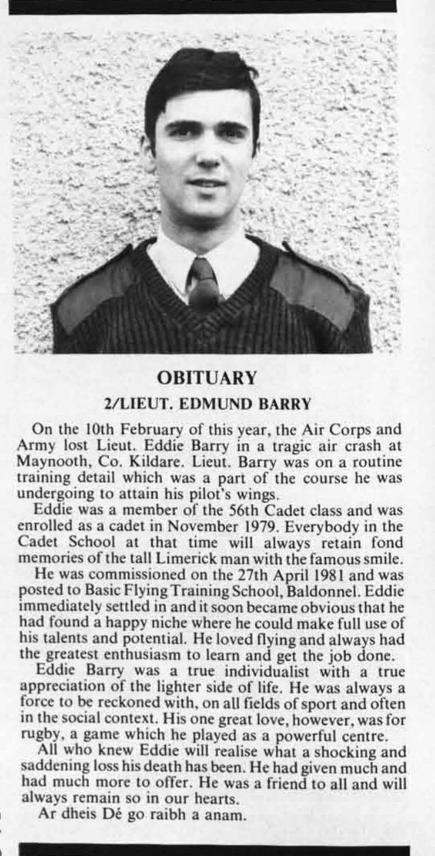 aaron_cr1's tweet photo. On this day in 1982 the @IrishAirCorps lost Lt Edmund Barry in a routine training detail in an air crash in the Marchetti SF260 aircraft near Maynooth, Co Kildare.
#InServiceToTheState https://t.co/glTc90yEca