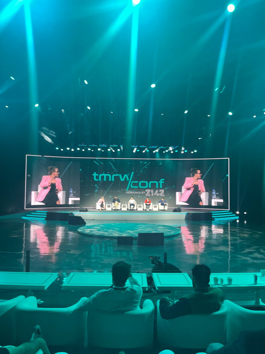 DecentWorldCom's tweet photo. @tmrwconf was a blast 🔥, with @imliucija's keynote speech on "Metaverse is for Humans". 

Here are a few highlights from #Dubai ⚡️👇

#TMRW23 #metaverseconference #DecentWorld https://t.co/nqhYHtt6aX