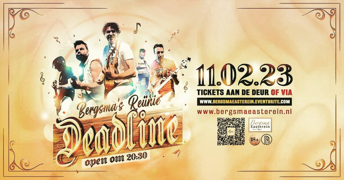 Morgenavond mogen we weer los! Dit keer in Bergsma Easterein! We beginnen vroeg, rond de klok van 21.00 uur. Tot morgen.