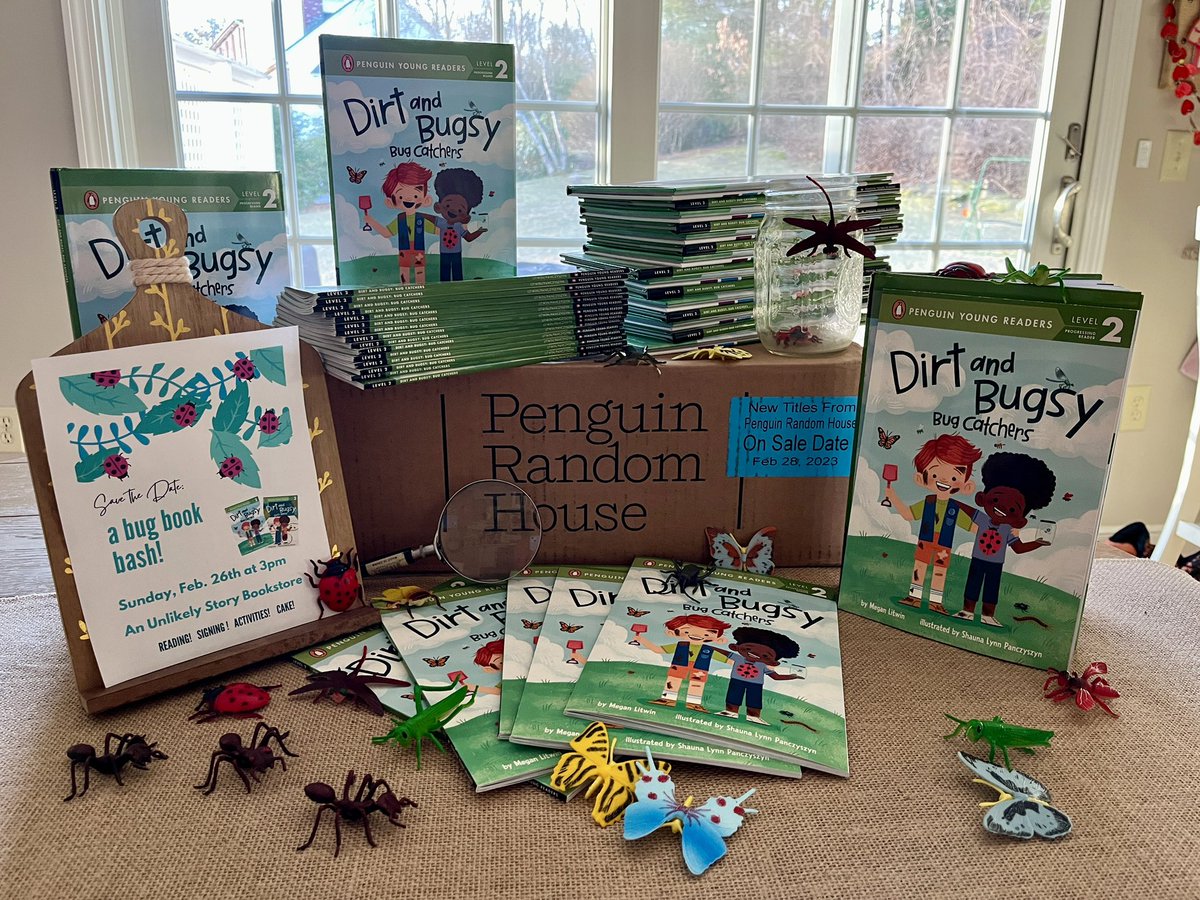 Meg_Litwin's tweet photo. Author copies of DIRT &amp; BUGSY: BUG CATCHERS!!! The bright, joyful art by @shaunaparmesan makes my heart so happy…and so do the adorable boys &amp; their bugs. 

So let’s celebrate!! RT + comment below with your favorite insect by end of day for a chance to win a copy!🐞 https://t.co/Fdw5t1BaYm