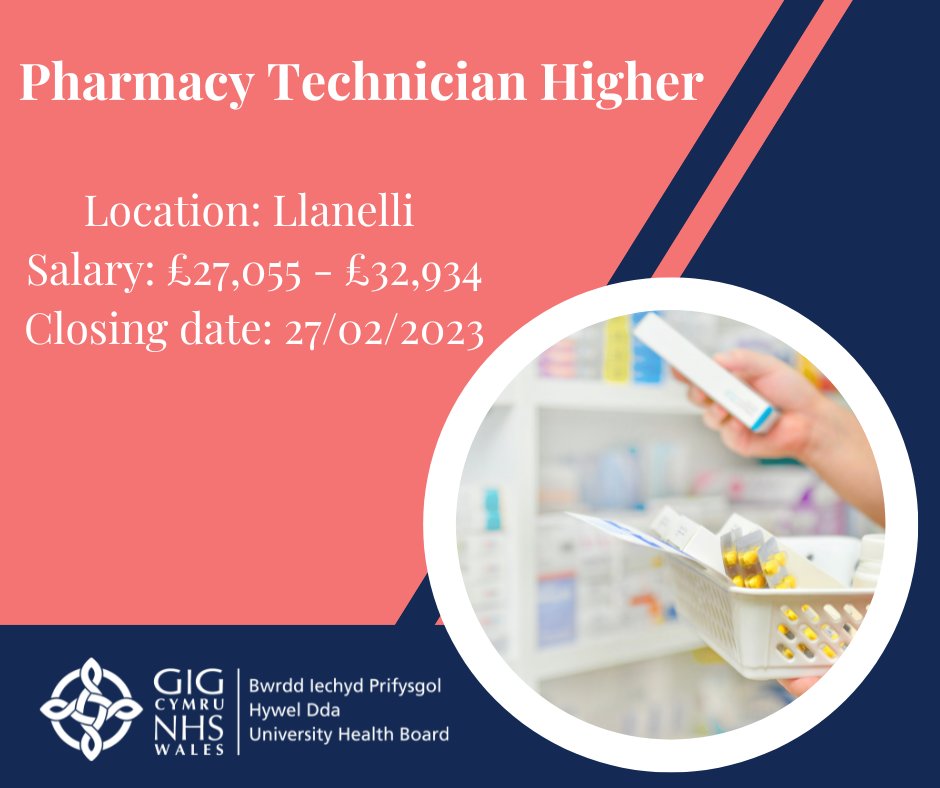 SwyddiHDdaJobs's tweet photo. ** Pharmacy Technician Higher ** 

An exciting opportunity has arisen for a qualified GPhC Registered Technician to join our friendly Pharmacy team at Prince Philip Hospital. 

For more information...
https://t.co/lOLRBGtLYj https://t.co/rbip6V9y38